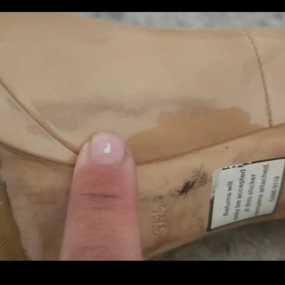 Jimmy Choo Womens Nude Patent Leather Luna Peep Toe Platform Pumps 37.5 - Picture 13 of 15